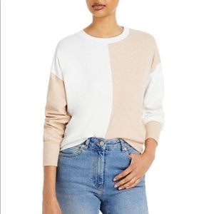 Aqua Color block Long sleeve Light Sweater in Oatmeal /White